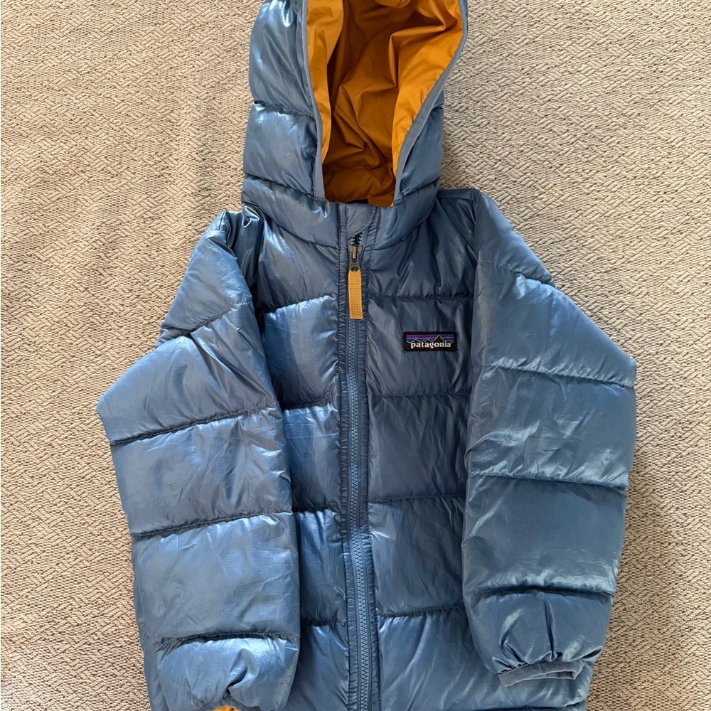 Patagonia Kids Blue and Orange Puffer Jacket